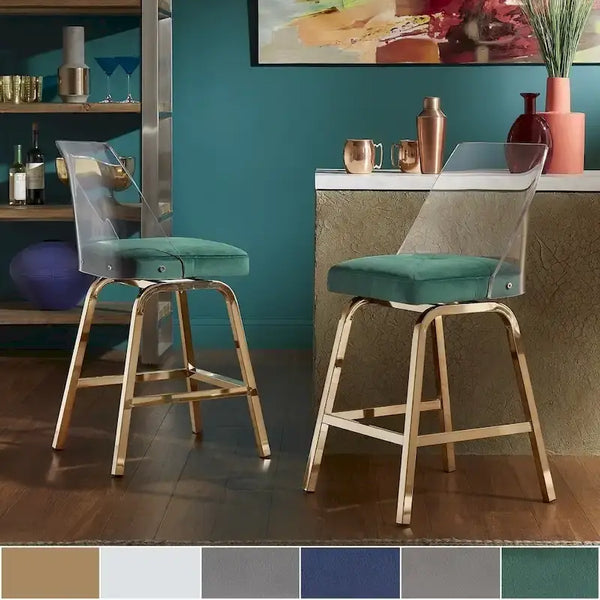iNSPIRE Q Bold Lennox Velvet Counter Height Stools - Set of 2