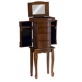 Serena Walnut Jewelry Armoire with Mirrored Finish