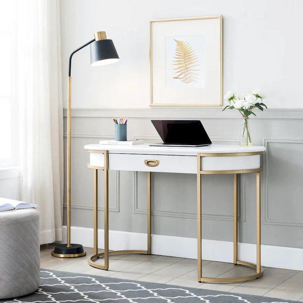 Leick Home Modern Oval Desk with Metal Legs