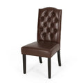 Set of 2 Harriet Modern Tufted Faux Leather Dining Chairs by Christopher Knight Home - Dimensions: 21.5" L x 25.75" W x 41.5" H