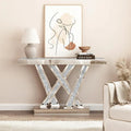 Contemporary Silver Console Table with Crushed Diamond Inlay for Entryway