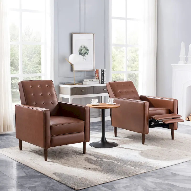Set of 2 Mervynn Mid-Century Button-Tufted Recliners by Christopher Knight Home