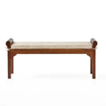 Christopher Knight Home Nelson Rustic Acacia Wood Bench with Cushion
