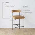 Nathan James Dahlia Upholstered Counter Height Barstool and Dining Chair with Backrest