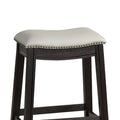 Set of 2 Gray Curved Leatherette Counter Stools with Nailhead Trim
