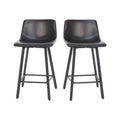 Pair of Armless Upholstered Metal Counter Stools