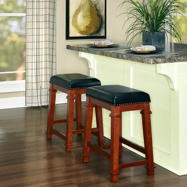 Linon Willamette 24.98-inch Backless Counter Stool in Faux Leather