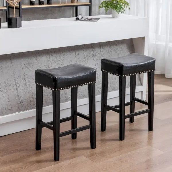 29-Inch Backless Faux Leather Bar Stools for Kitchen Counter - Farmhouse Style Island Chairs