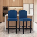 Set of 2 Counter Height Bar Stools with Back - 24-Inch Fabric Upholstered Design and Nailhead Trim