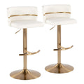 Set of 2 Silver Orchid Lena Adjustable Bar Stools with Rounded T Footrest