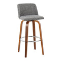 Set of 2 Carson Carrington Vallberga 30-Inch Fixed-Height Bar Stools with Walnut Wood Base