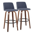 Set of 2 Carson Carrington Vallberga 30-Inch Fixed-Height Bar Stools with Walnut Wood Base