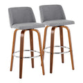 Set of 2 Carson Carrington Vallberga 30-Inch Fixed-Height Bar Stools with Walnut Wood Base