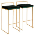 Set of 2 Stackable Gold Bar Stools with Silver Orchid Forest Finish