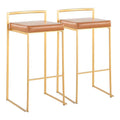 Set of 2 Stackable Gold Bar Stools with Silver Orchid Forest Finish