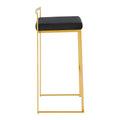 Set of 2 Stackable Gold Bar Stools with Silver Orchid Forest Finish