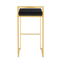 Set of 2 Stackable Gold Bar Stools with Silver Orchid Forest Finish