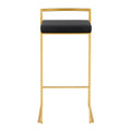 Set of 2 Stackable Gold Bar Stools with Silver Orchid Forest Finish