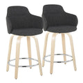 Set of 2 Carson Carrington Iglabo 24-Inch Fixed-Height Counter Stools with Bent Wood Legs and Round Footrest