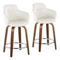 Set of 2 Carson Carrington Iglabo 24-Inch Fixed-Height Counter Stools with Bent Wood Legs and Round Footrest