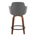 Set of 2 Carson Carrington Iglabo 24-Inch Fixed-Height Counter Stools with Bent Wood Legs and Round Footrest