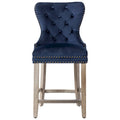 Carter 24-Inch Wingback Tufted Counter Stool with Antique Grey Legs and Nailhead Trim