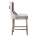 Carter 24-Inch Wingback Tufted Counter Stool with Antique Grey Legs and Nailhead Trim
