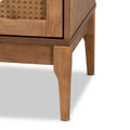 Ramiel Mid-Century Modern 4-Drawer Chest in Ash Walnut with Rattan Accents