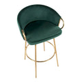 Set of 2 Lumisource Claire 30" Fixed-Height Bar Stools - Gold Metal - Dimensions: 19.5"L x 21"W x 38.25"H