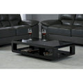 Modern Rectangular Coffee Table with Gloss Finish and Open Storage Shelf