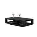 Modern Rectangular Coffee Table with Gloss Finish and Open Storage Shelf