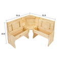 MUSEHOMEINC Classic 3-Piece Solid Wood Breakfast Nook Dining Set with Side Bench and Hidden Storage
