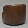 KINWELL Contemporary Genuine Leather Swivel Armchair with Cushion