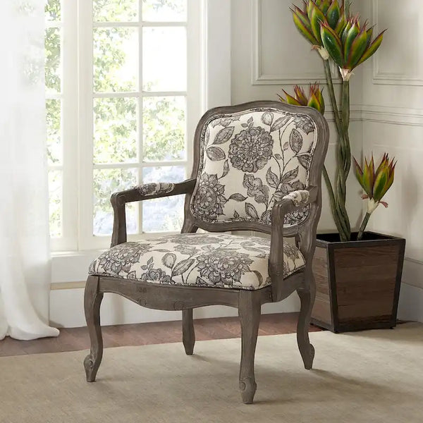 Madison Park Charlotte Camel Back Chair with Exposed Wood Frame