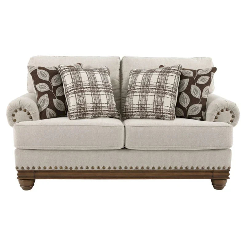 Harleson Classic Wheat Brown Loveseat with Nailhead Accents