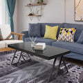 46-Inch Tempered Glass Top Metal Wrought Iron Coffee Table for Living Room