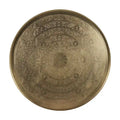 East at Main Eros Etched Floral Tray-Top Accent Table in Antique Brass Finish