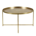 East at Main Eros Etched Floral Tray-Top Accent Table in Antique Brass Finish