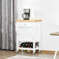 HOMCOM Rolling Kitchen Cart - Versatile Kitchen Island with Smooth Rubberwood Top and Narrow Butcher Block Surface on Wheels