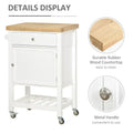 HOMCOM Rolling Kitchen Cart - Versatile Kitchen Island with Smooth Rubberwood Top and Narrow Butcher Block Surface on Wheels