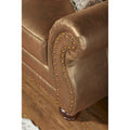 Roundhill Furniture Leinster Brown Fabric Sofa and Loveseat with Nailhead Trim