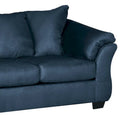 Aruca Navy Blue Microfiber Sofa and Loveseat Set with Pillow Back