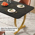 Modern 63-Inch Black Rectangular Dining Table for 4 to 6 People
