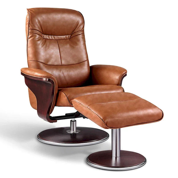 Artiva USA 'Milano' Contemporary Brown Leather Swivel Recliner with Ottoman