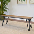 Roundhill Furniture Aryven Rustic Dark Pine Industrial Dining Bench