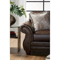 Roundhill Furniture Leinster Espresso Fabric Upholstered Sofa and Loveseat Set with Nailhead Trim