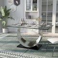 Heer Contemporary Black Steel U-Shaped Pedestal 7-Piece Dining Set by Furniture of America