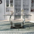 Heer Contemporary Black Steel U-Shaped Pedestal 7-Piece Dining Set by Furniture of America