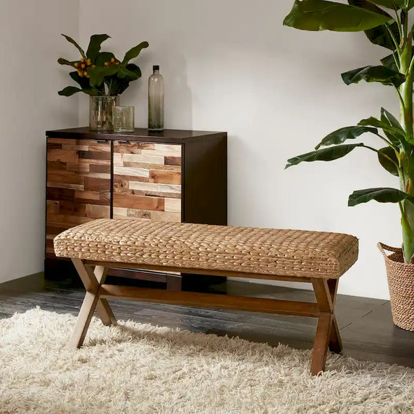 INK+IVY Seadrift Handcrafted Water Hyacinth Accent Bench
