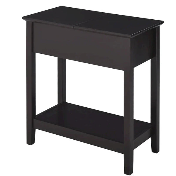 HOMCOM Flip Top End Side Table with Cabinet and Bottom Shelf – Stylish Storage Solution for Bedroom